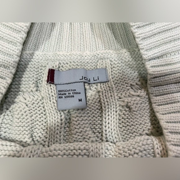 Joy Li Light Blue Cable Knit Sweater Size M 100% Cotton - Picture 2 of 4